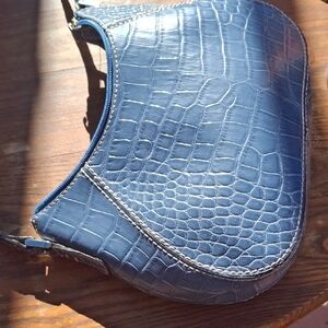 Vintage Liz Claiborne Blue Embossed Handbag.. Never Used..